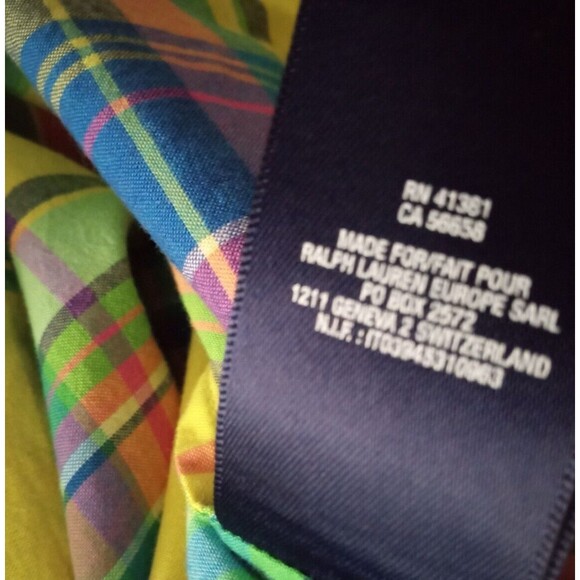 Ralph Lauren Top Girl 14 Multicolor Plaid Button Up Peasant Long Sleeves - Picture 10 of 10